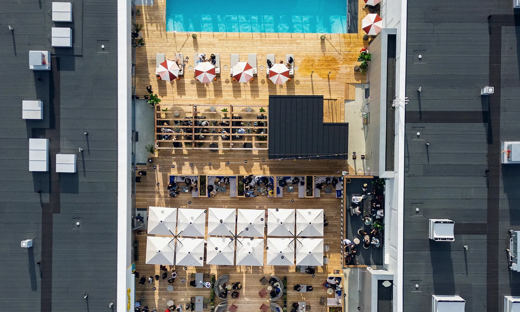 Rooftop pool and terrace at Hybridiarena Hype